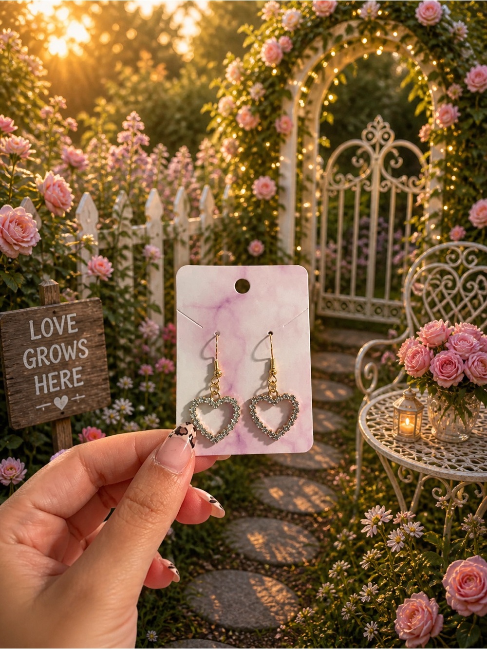 ✨ Handmade Gold Heart-Shaped Earrings